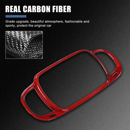 Red Real Carbon Fiber Center Console Air Outlet Trim For Fiat 500 2016+ 13