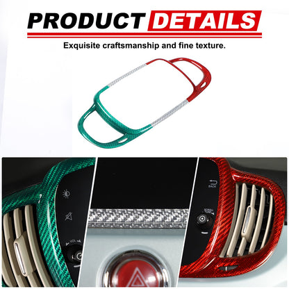 Tri-Color Real Carbon Fiber Dashboard Air Vent Trim For Fiat 500 312 2016+ 19