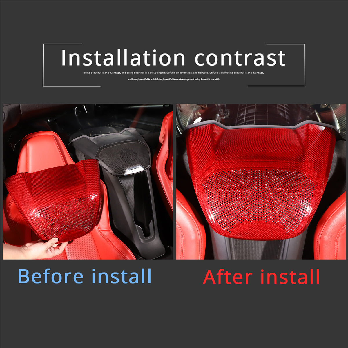 Red Real Carbon Rear Speaker Cover Trim For Corvette C8 Coupe Z06 Z51 1LT 20-26 12