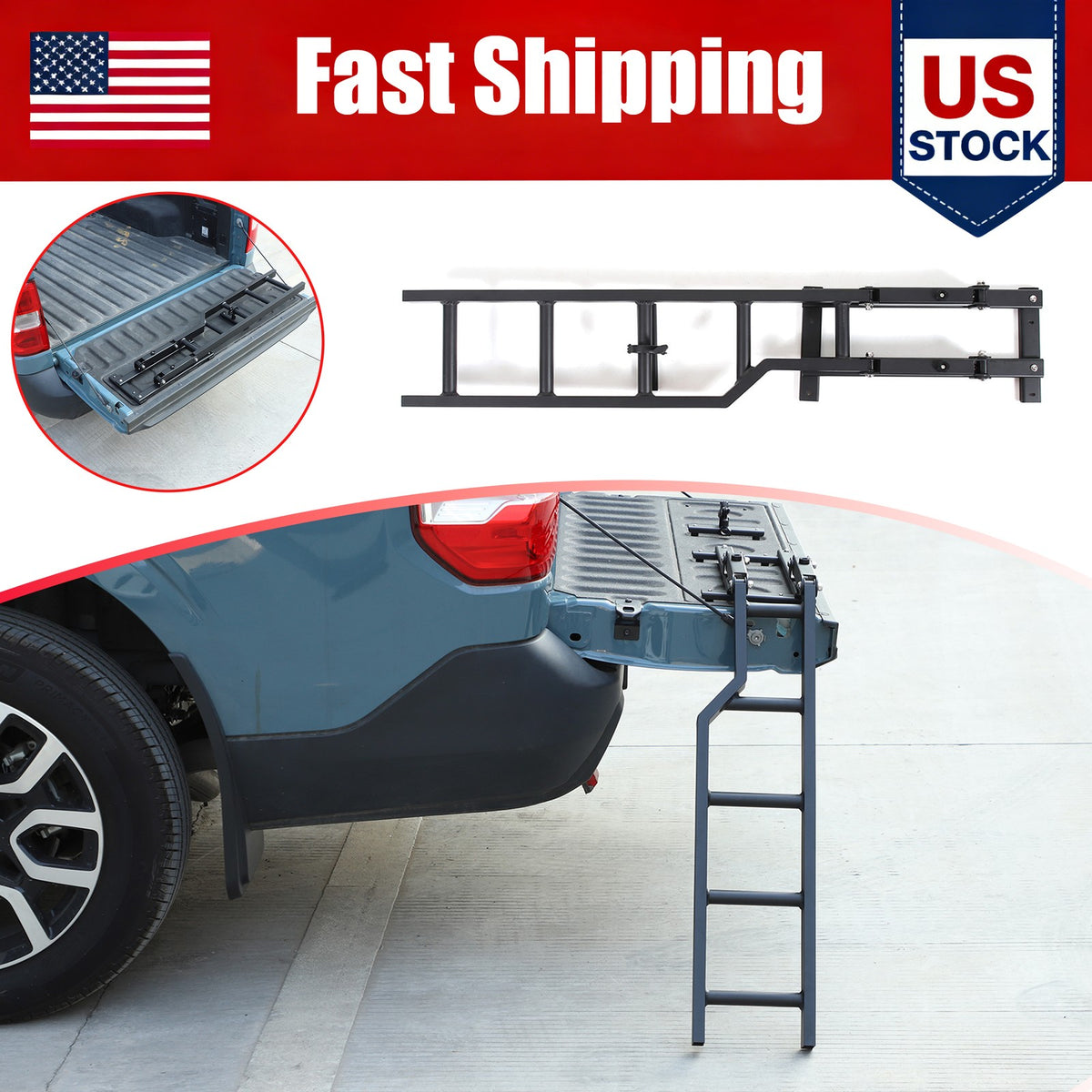 Pickup Truck Tailgate Ladder Foot Step Ladder For Ford Maverick 2022-2024 US 1