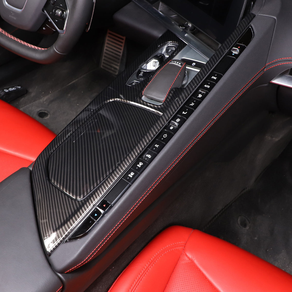 ABS Carbon Fiber Center Console Panel Trim Cover Fits For CORVETTE C8 2020-2024 9