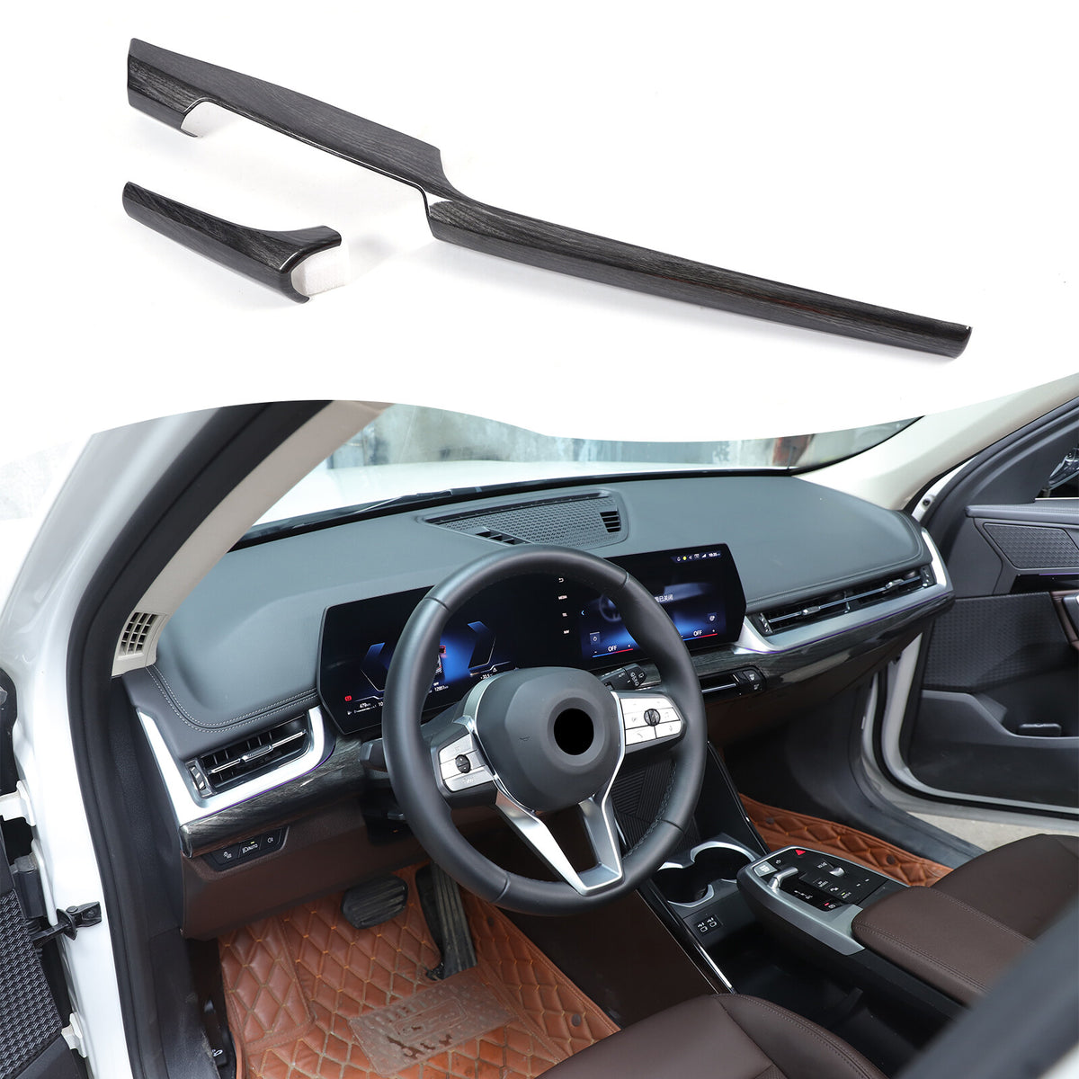 Black Grain Center Console Dashboard Cover Trim for BMW X1 U11 2023-2025 13