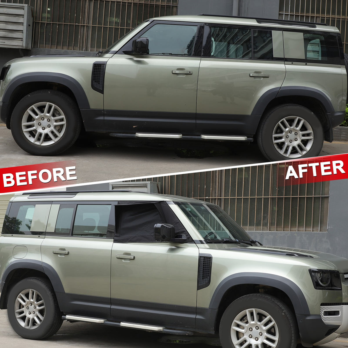 Block Shades Front Car Door Window Cover Sun Protection For LR Defender 2020+ US 3