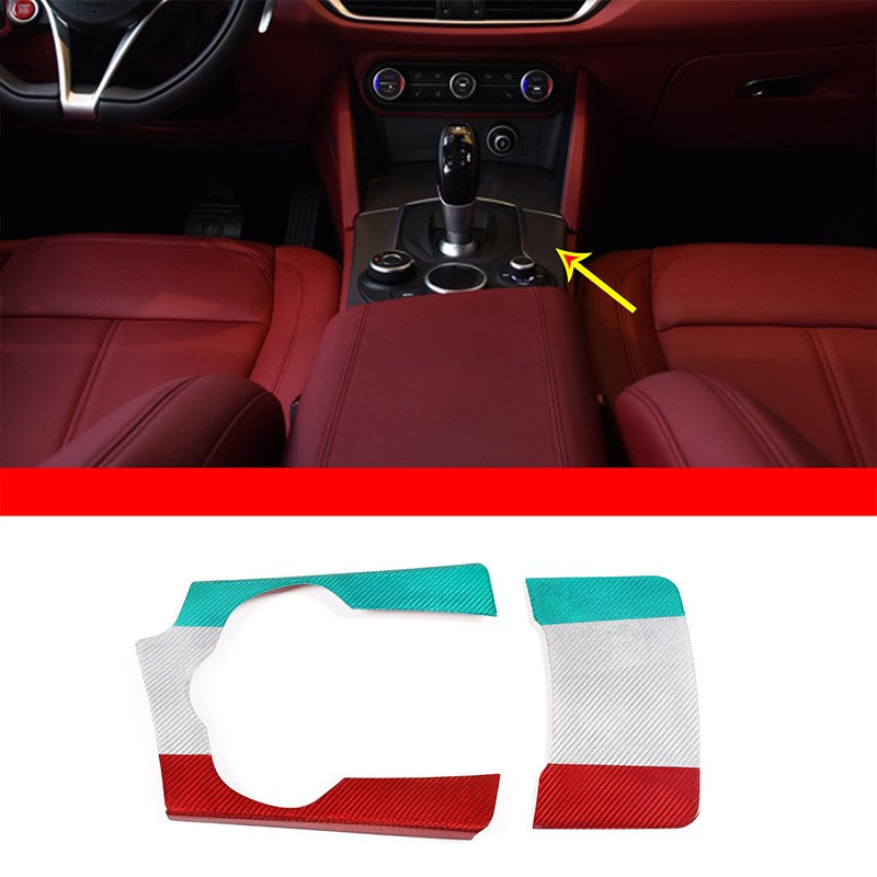 Tri-Color Real Carbon Fiber Center Cup Holder Trim For Alfa Romeo Stelvio 17-19 13