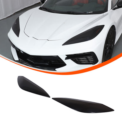 Smoked Black Front Headlight Headlamp Blackout Cover Trim For Corvette C8 20+ US 3