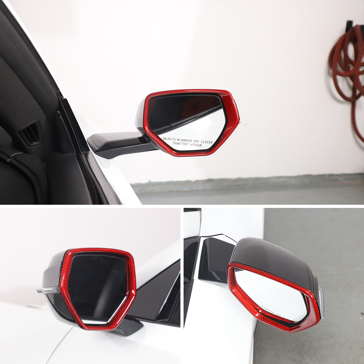 Red Real Carbon Fiber Side View Mirror Frame Cover Trim For Corvette C8 20-26 9