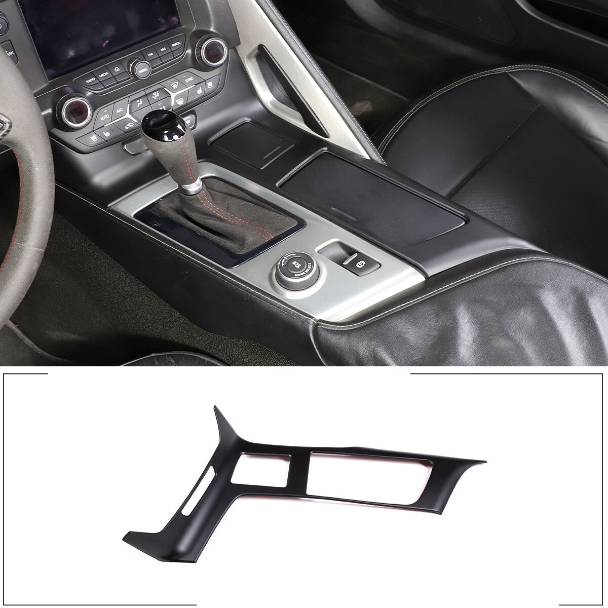 Matte Blalck Interior Gear Shift Panel Cover For Corvette C7 2014-2019 US 1