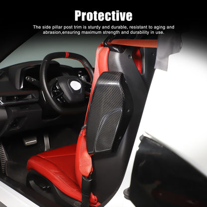 Real Dry Carbon Fiber Seat Side Cover Trim For Corvette C8 2020+ 6