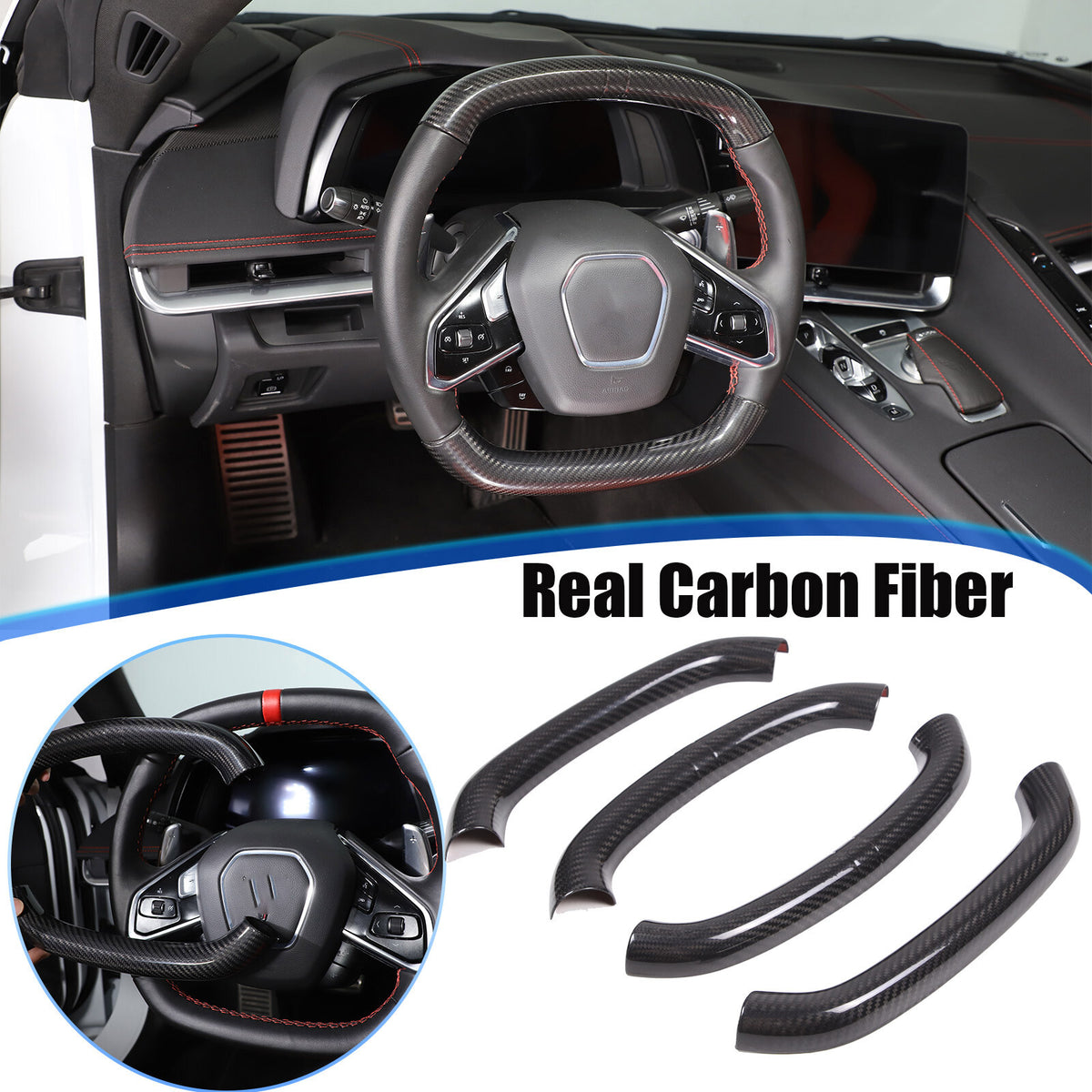 Real Carbon Fiber Interior Trim Cover For C8 Corvette Stingray Z51 Z06 Z07 20-25 106
