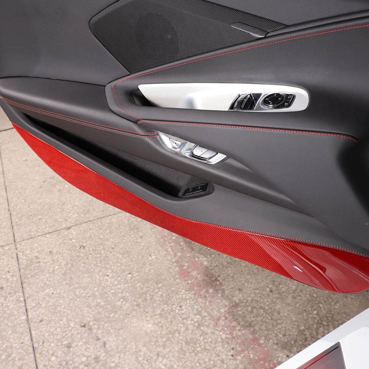 Red Soft Carbon Fiber Interior Decor Trim Kit Cover Set For Corvette C8 20-25 221