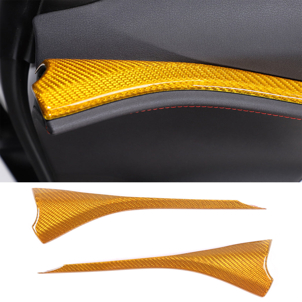 Yellow Carbon Fiber Interior Window Upper Door Panel trim For Corvette C8 20-26 2