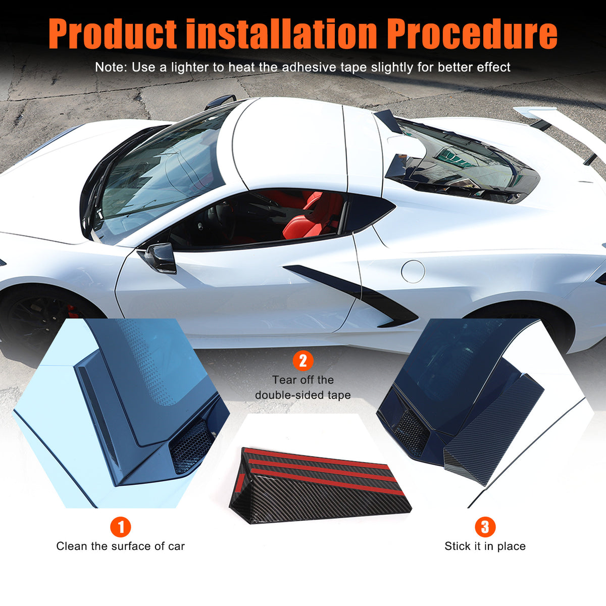 ABS Carbon fiber anti-wind buffeting deflector For Corvette C8 Coupe 2020-26 US 8
