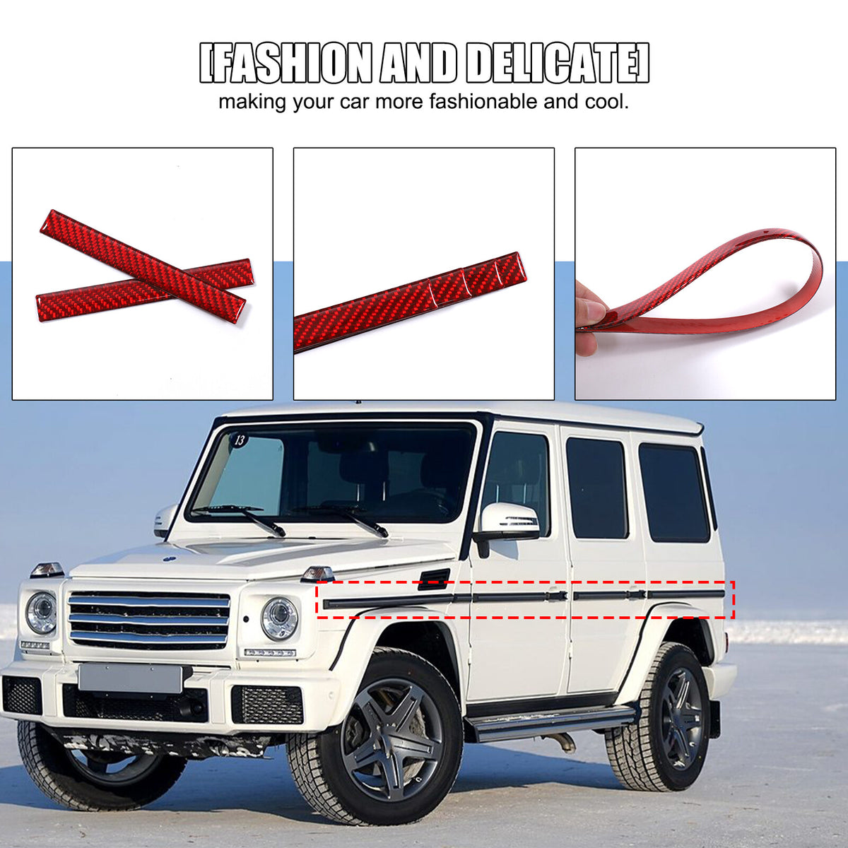 Red Cabon Body Side Door Moulding Sticker For Benz G Class W463 G500/55/63 07-18 14