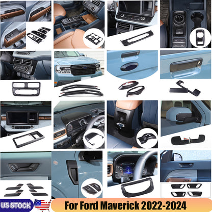 Matte Black Full Interior Set Panel Decor Cover Trim Kit For Ford Maverick 22-24 1