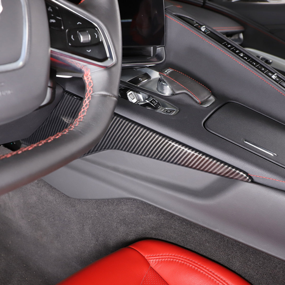 Carbon fiber ABS Console Gear Shift Side Trim Cover For Corvette C8 2020-2025 15