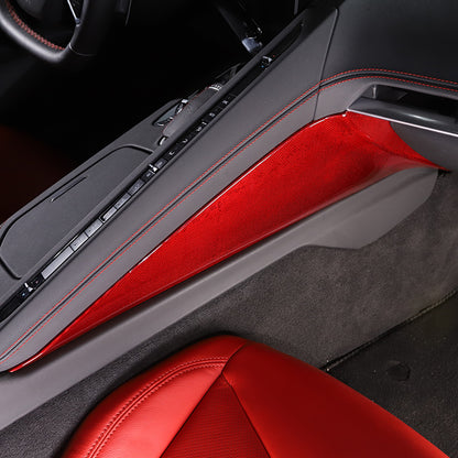 Red Real Carbon Fiber Center Console Side Knee Pad Trim For Corvette C8 2020-25 8