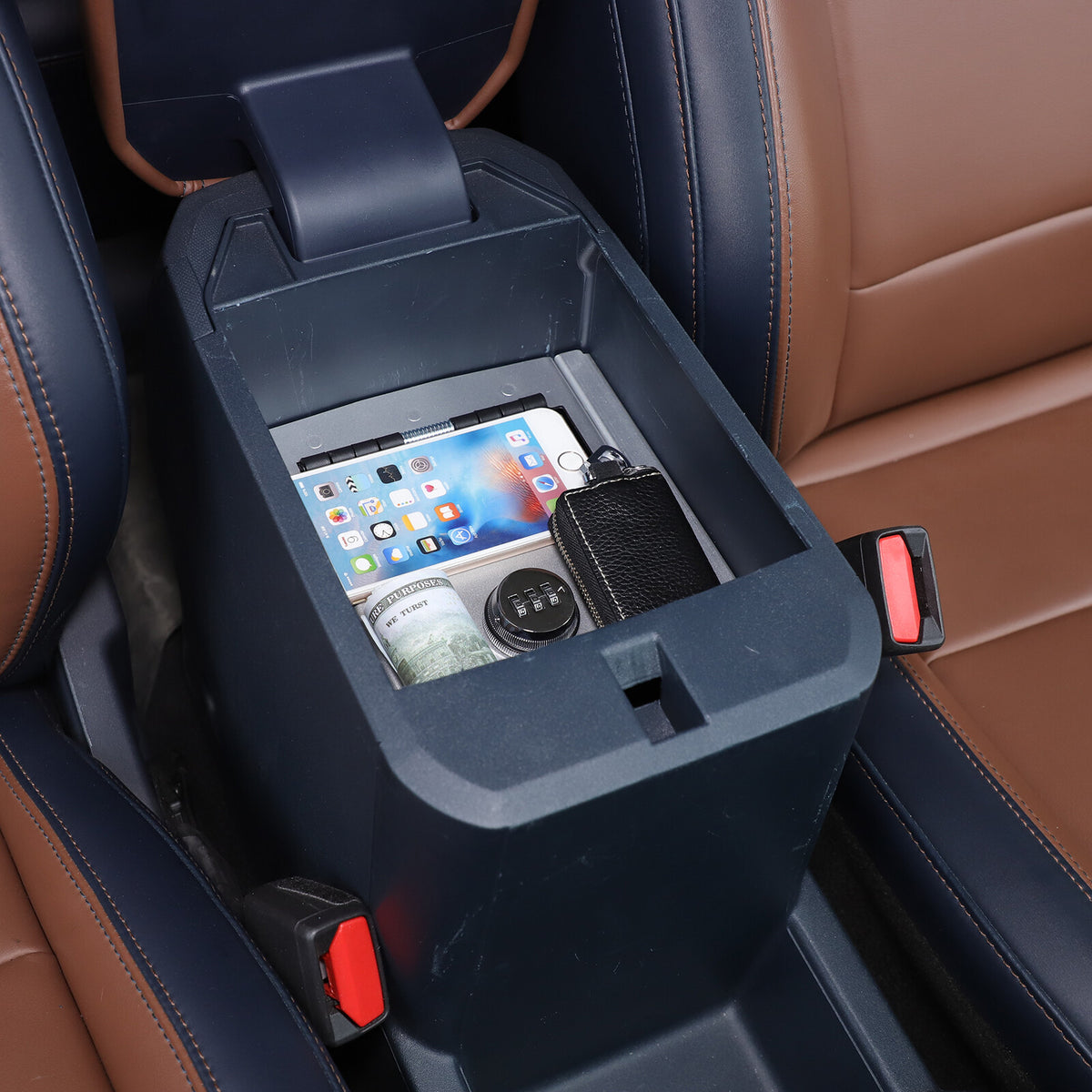 Silver Center Console Armrest Safe Storage Lock Box TRAY For Ford Maverick 22-25 23