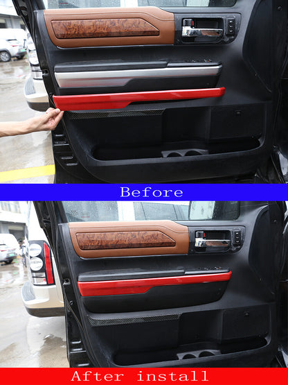ABS Red Interior Door Panel Decor Cover Trim For Toyota Tundra Crew Cab14-21 5