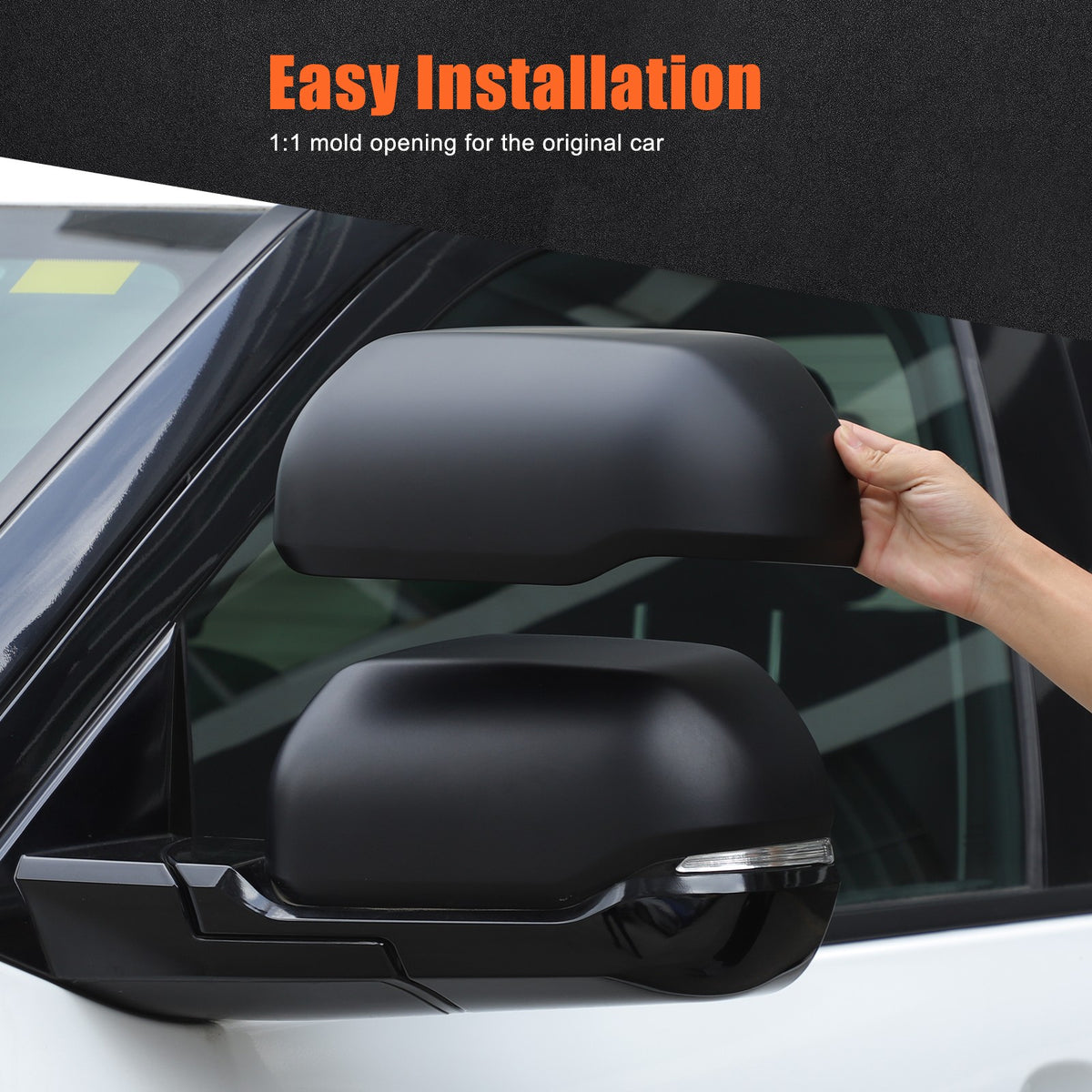 Matte Black Exterior Rearview Mirror Cover Trim For Toyota Tundra/Sequoia 2022+ 6