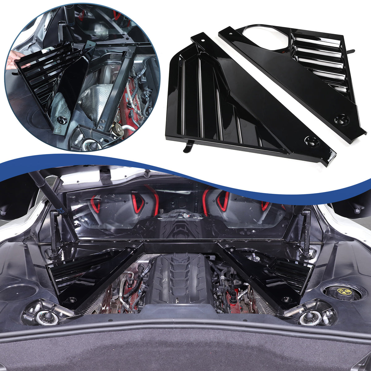 Glossy Black ABS Engine Bay Panel Plate Cover Guard For Corvette C8 Z06 2020-26 1