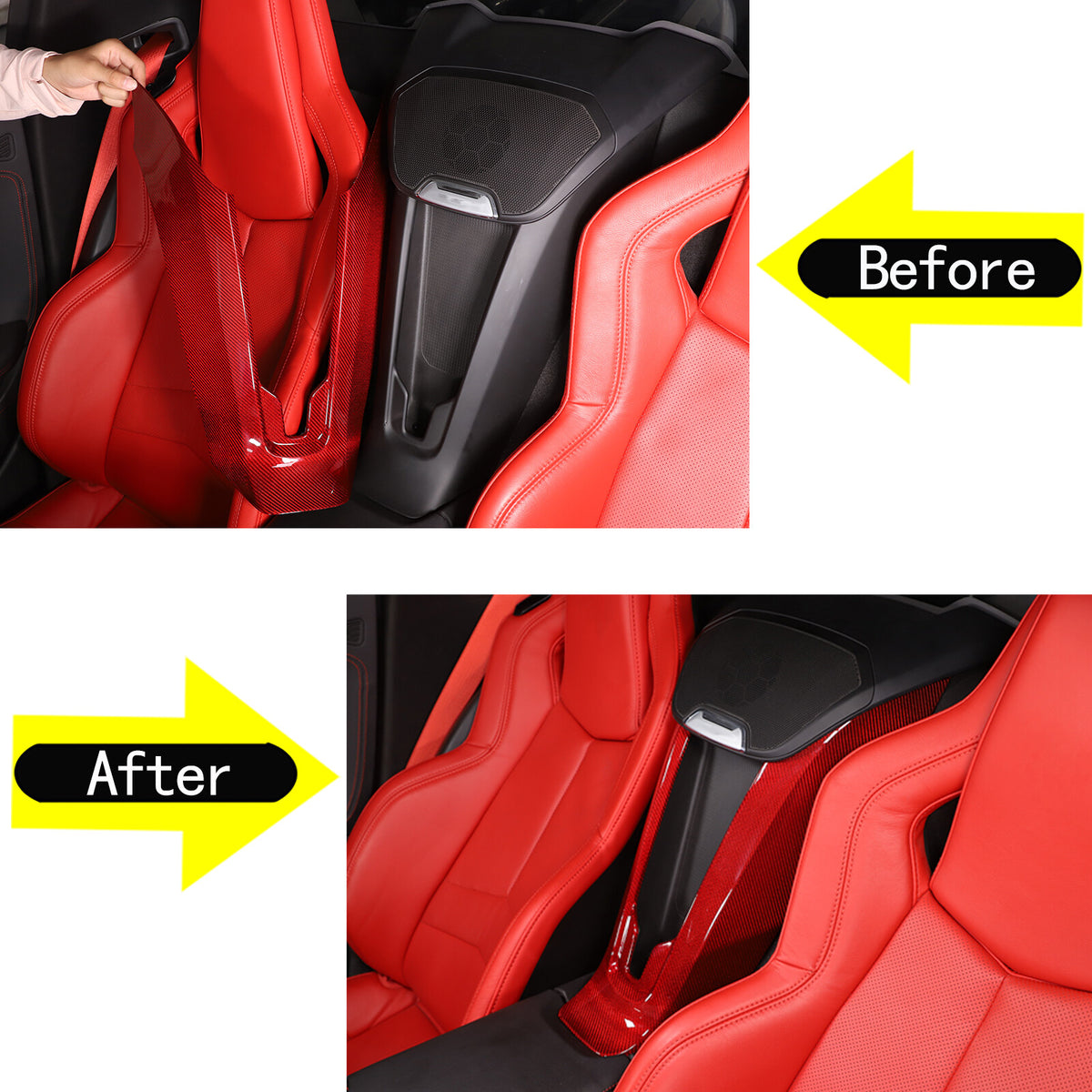Red Real Carbon Fiber Interior Full Decor Cover Trim Kit for Corvette C8 2020-25 - Variants 11-15 37
