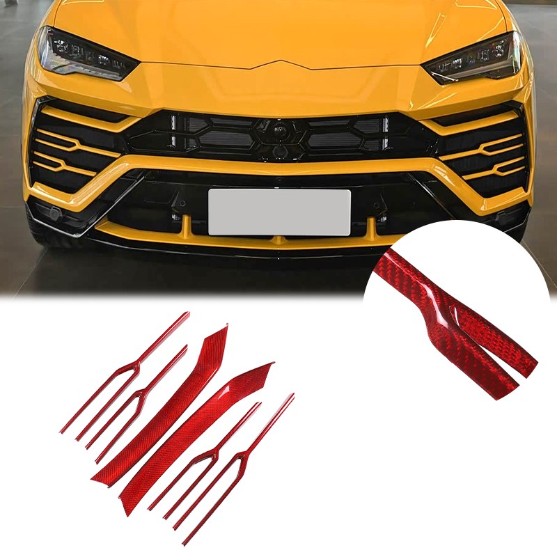 Red Real Carbon Fiber Front Grille Strip Trim For Lamborghini Urus 2018-2021 19