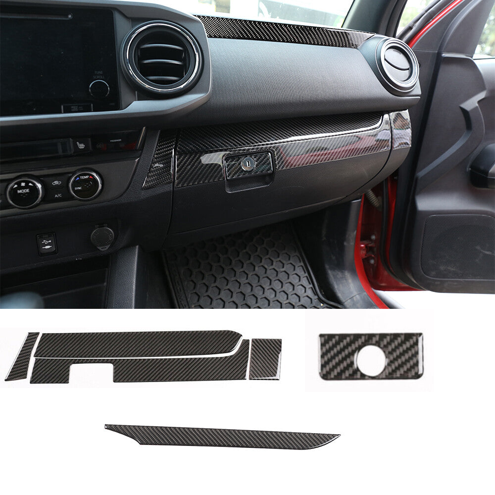 Real Carbon Fiber Co-pilot Central Control Panel Trim For Toyota Tacoma 15-20 1