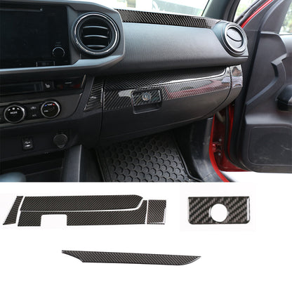 Real Carbon Fiber Co-pilot Central Control Panel Trim For Toyota Tacoma 15-20 1