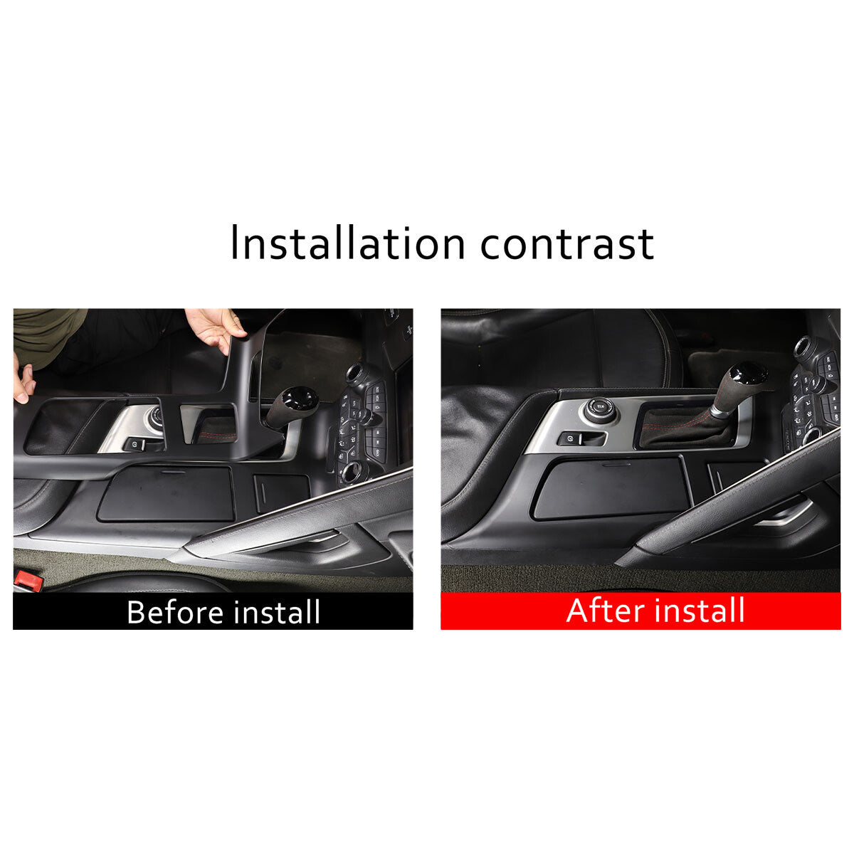 Matte Blalck Interior Gear Shift Panel Cover For Corvette C7 2014-2019 US 2
