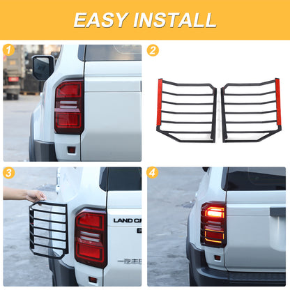 Black Alloy Rear Tail light lamp Cover trimFor Toyota Land Cruiser LC250 24+ 15