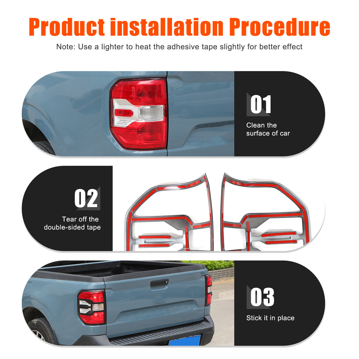 Matte Black Rear Taillight Trim Cover Bezel For Ford Maverick 2022-2024 US 17