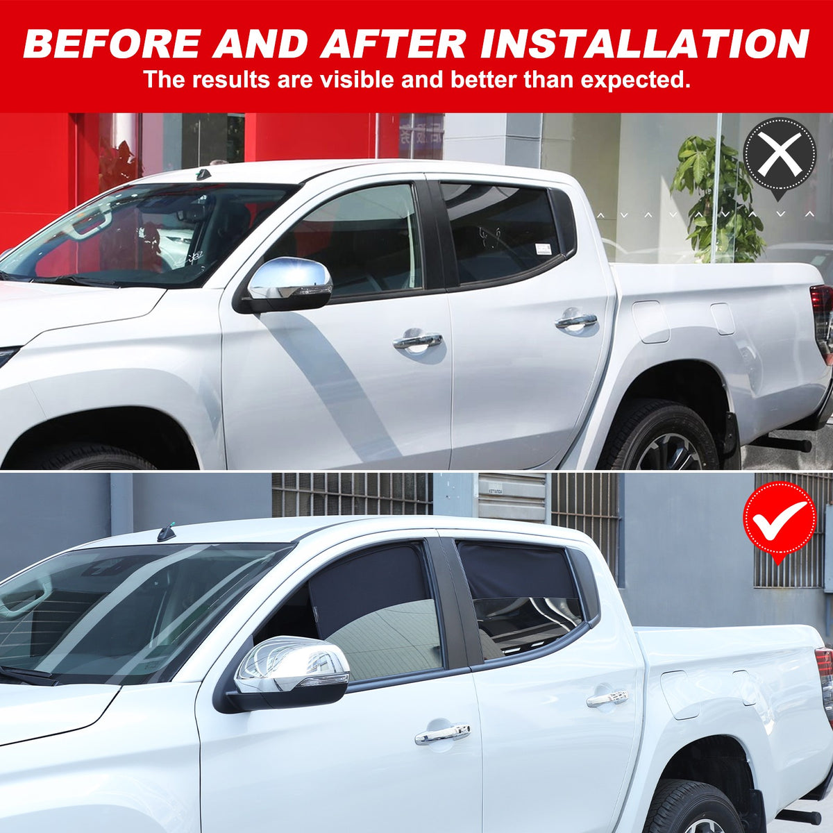 Front Rear Window Sun Shade Cover Mesh Shield For Mitsubishi L200 Triton 2015-23 7