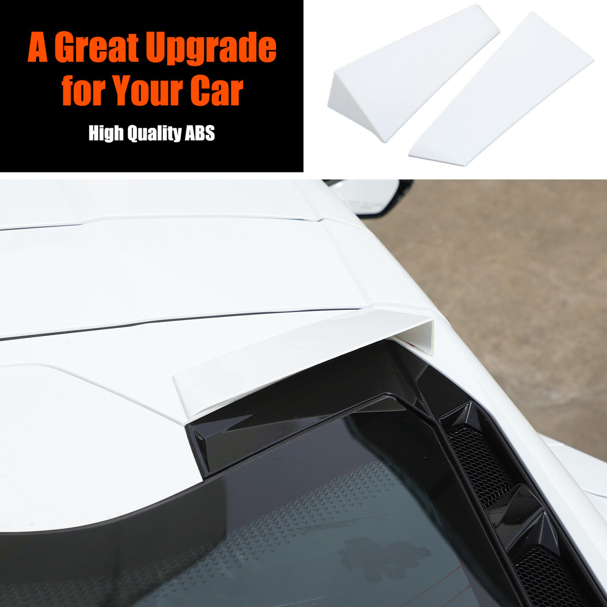 White ABS Rear Windshield Spoiler Trim Cover For Corvette C8 Coupe 2020+ 3