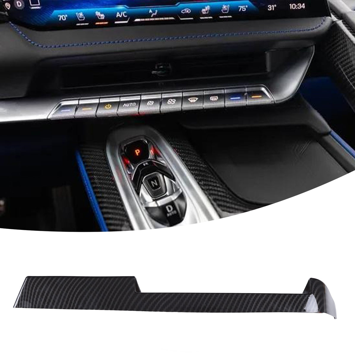 Carbon Fiber ABS Center Console Shift Panel Trim Set For Corvette C8 2026+ 38