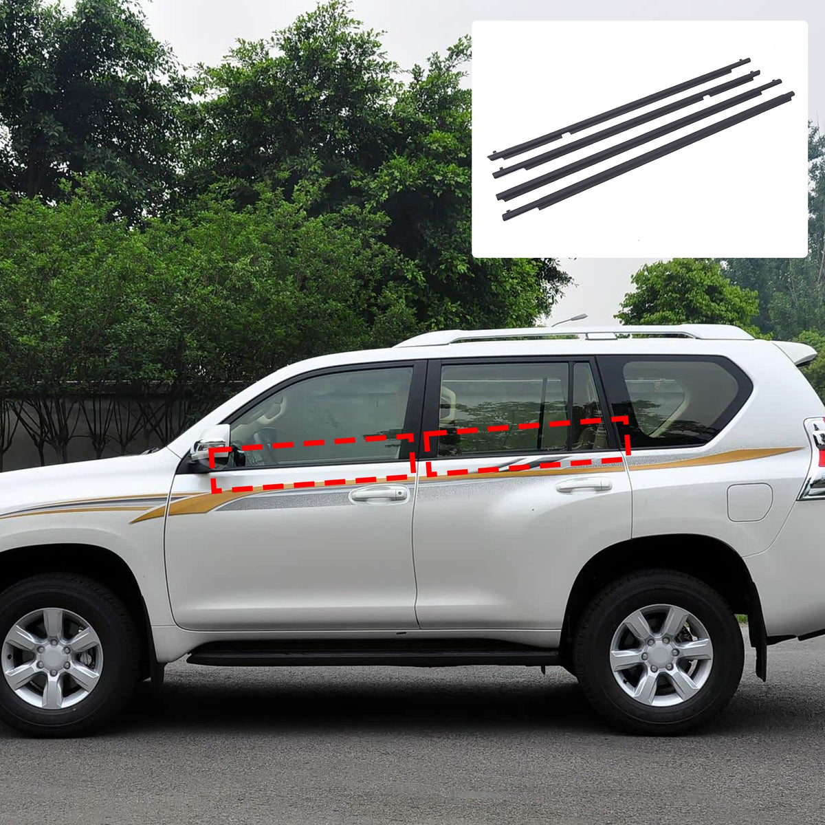 Replacement Rubber Window Outer Seal Strip For Toyota Prado LC150 2010-2020 US 5