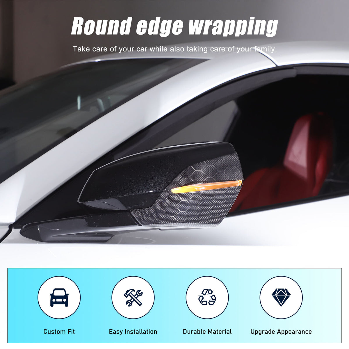 Honeycomb Carbon Fiber Rearview Mirror Base Cover Trim For Corvette C8 2020-2026 5