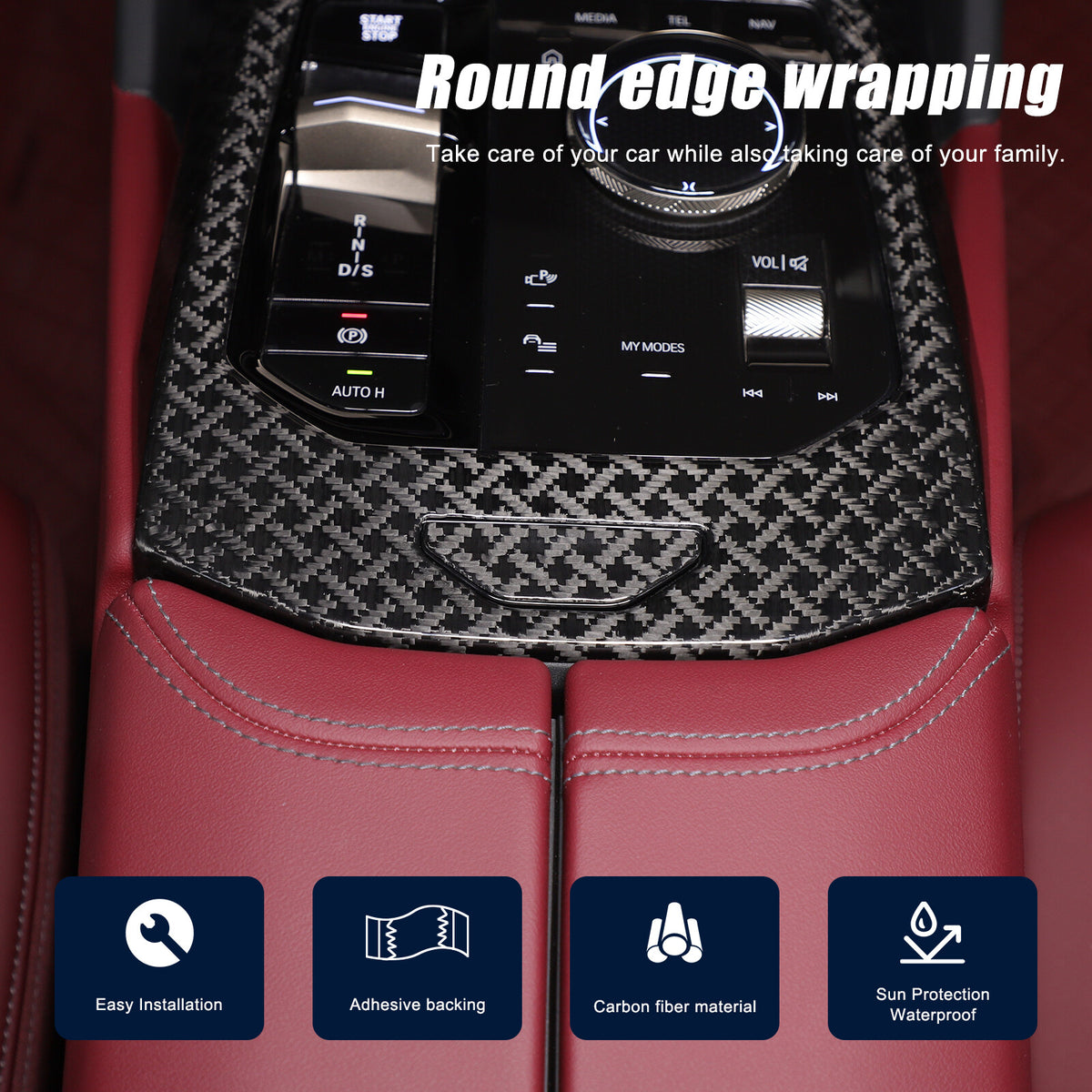 Real Carbon Fiber Center Console Gear Shift Panel Trim For BMW 5 Series G60 24+ 17