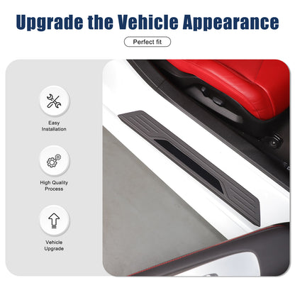 Matte Real Carbon Fiber Scuff Plate Door Sill Cover Protector For Corvette C8 7