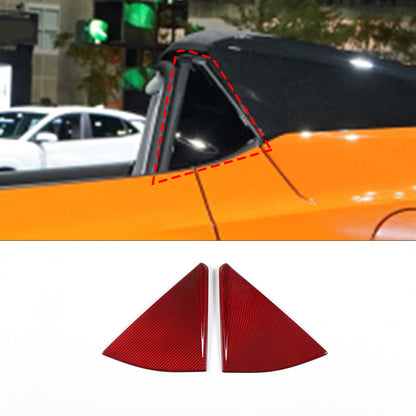 Red Real Carbon Window Triangle Cover Trim For Corvette C8 Convertible Z06 Z51 5