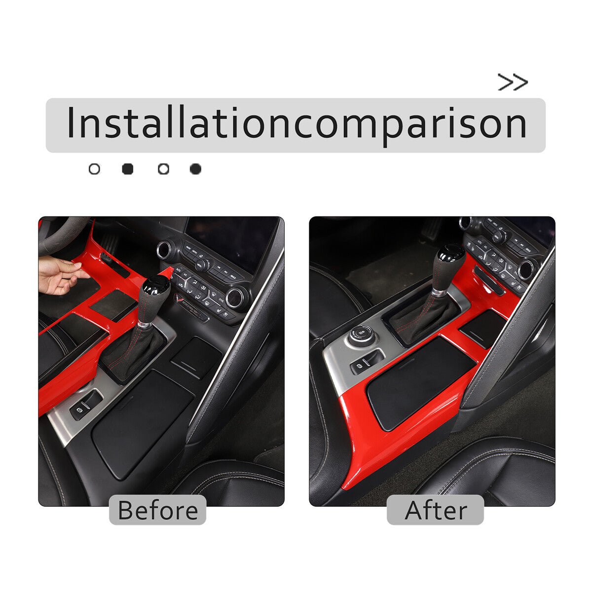 Sports Red ABS Interior Decoration Cover Trim Kit For Corvette C7 2014-19 - Styles 1-5 22