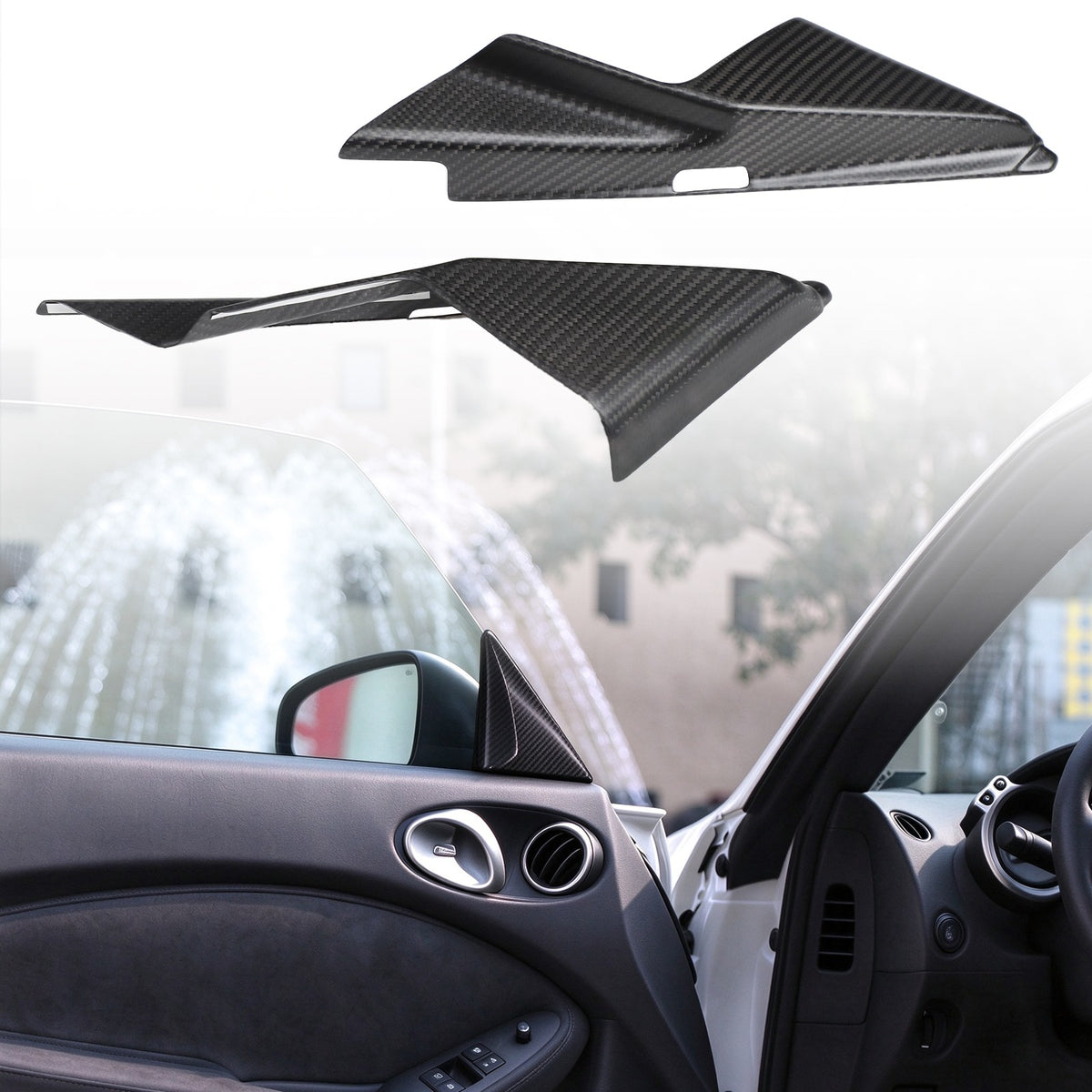 Matte Real Carbon Fiber Front Inner A-Pillar Trim For Nissan 370Z Z34 2009-2020 12