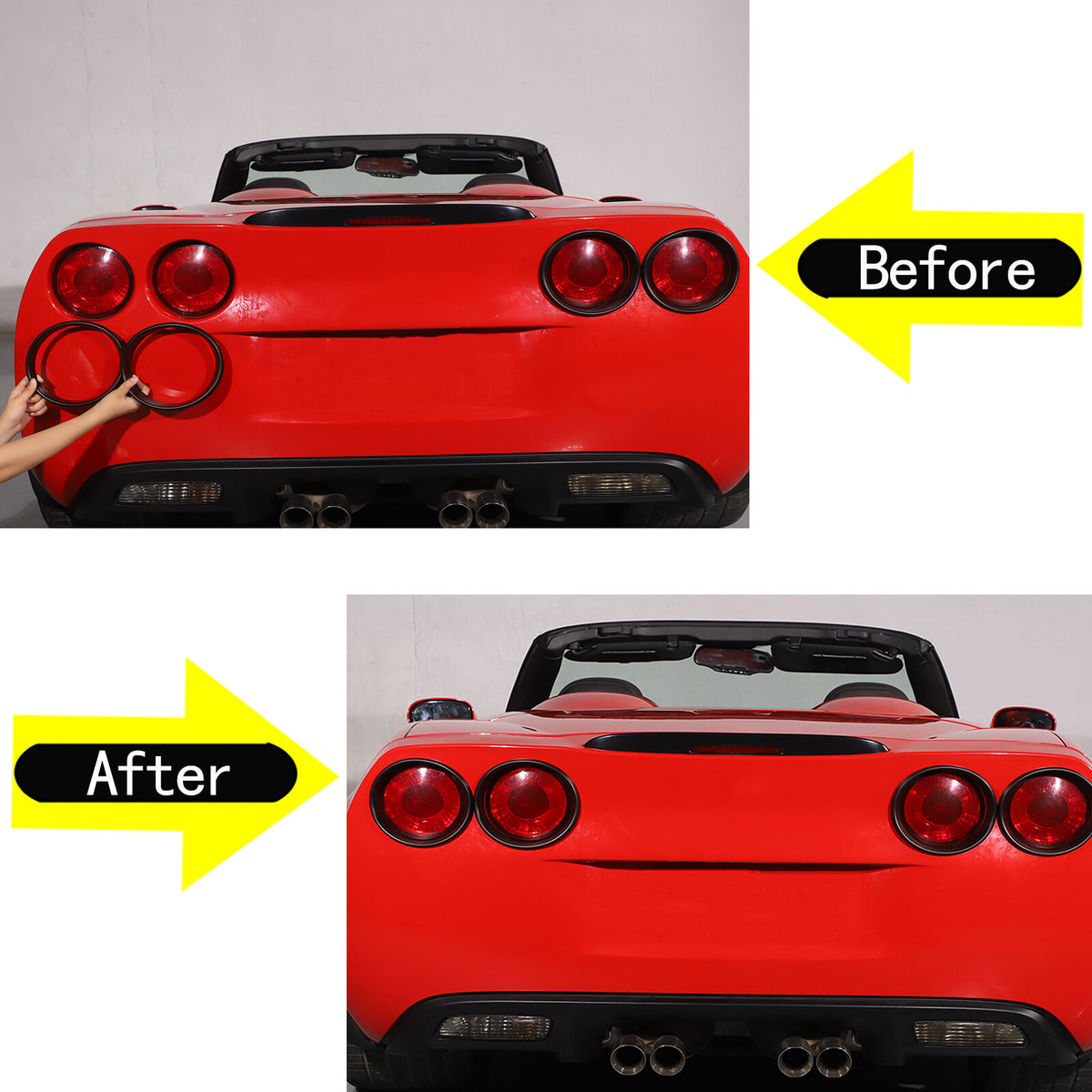 Matte Black Tail Light Lamp Cover Trim Ring Overlay For Corvette C6 2005-2013 5