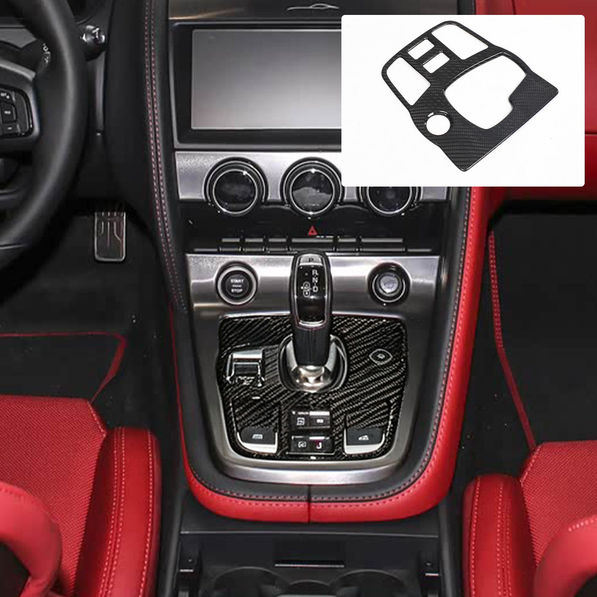 Real Carbon Fiber Center Gear Trim For Jaguar F‑TYPE Convertible X152 2013+ 3
