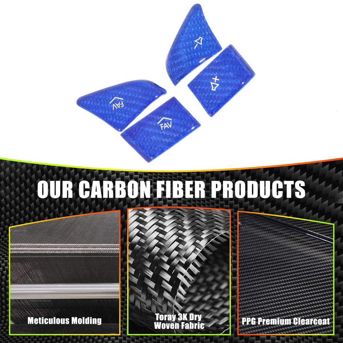 Blue Real Carbon Fiber Full Interior Set Decor Trim Kit for Corvette C8 20-25 - Variants 21-25 50
