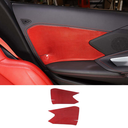 Red Carbon Interior Door Panel Large Panel Sticker Trim For Corvette C8 20-26 US 2