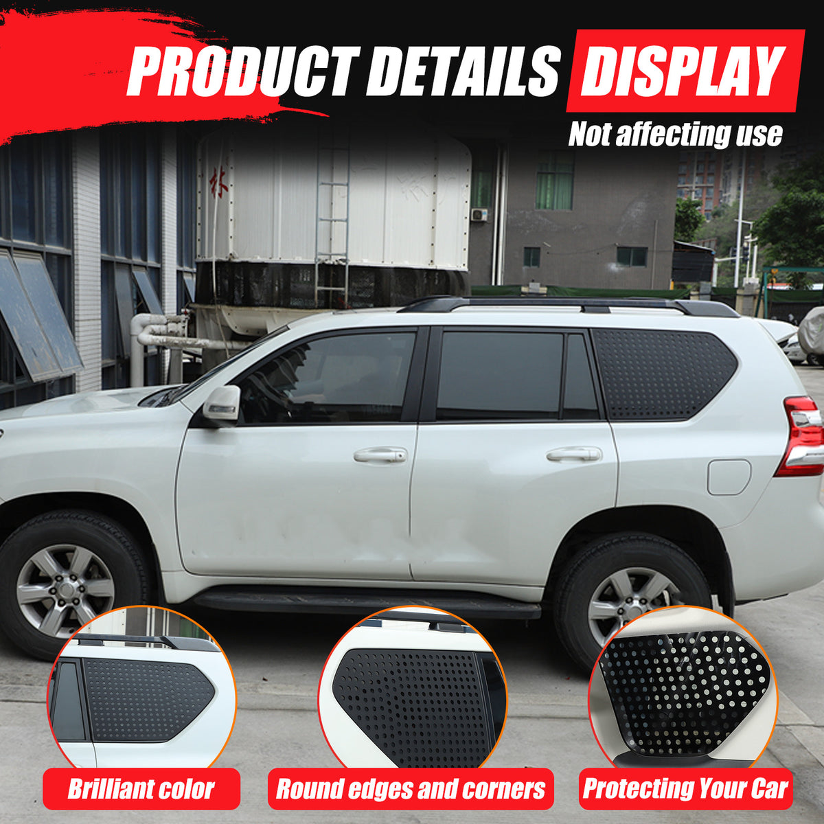 Exterior Rear Quarter Window Pillar Cover For Toyota Land Cruiser Prado 10+ US 2
