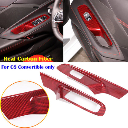 Red Real Carbon Fiber Interior Full Decor Cover Trim Kit for Corvette C8 2020-25 - Variants 26-30 50