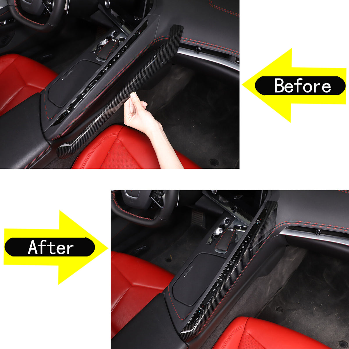 Carbon Fiber ABS Center Console Panel Trim Cover Set Kit For Corvette C8 20-26 20