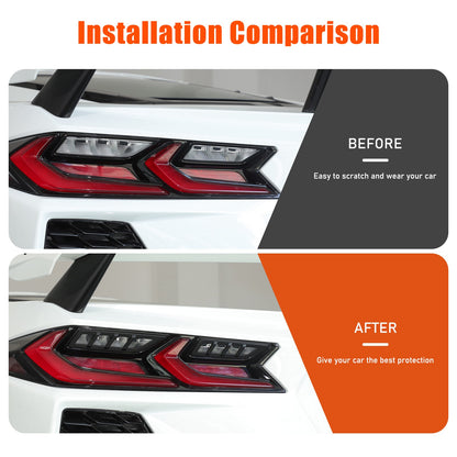 Matte Black ABS Reverse Light Protection Grille Trim For Corvette C8 20+ US 24
