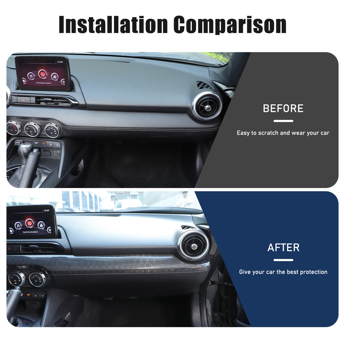 Honeycomb Carbon Fiber Interior Console Panel Trim For Mazda MX-5 Miata 2016-23 19